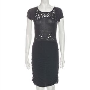 Maje Lace Mesh Eyelet Charcoal Bodycon Dress